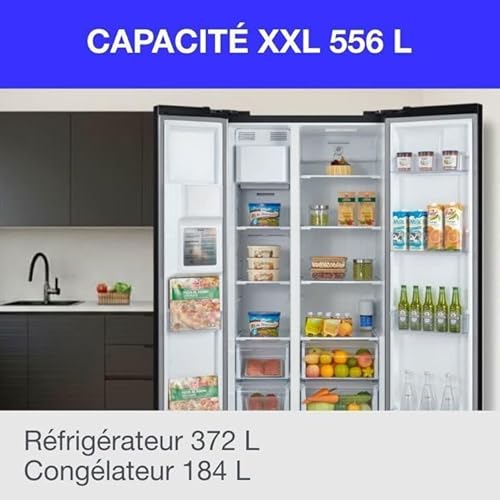 Réfrigérateur américain CONTINENTAL EDISON CERANF556B1 Distributeur eau / glaçons Classe E 911 x 706 x 178 cm - vue 4