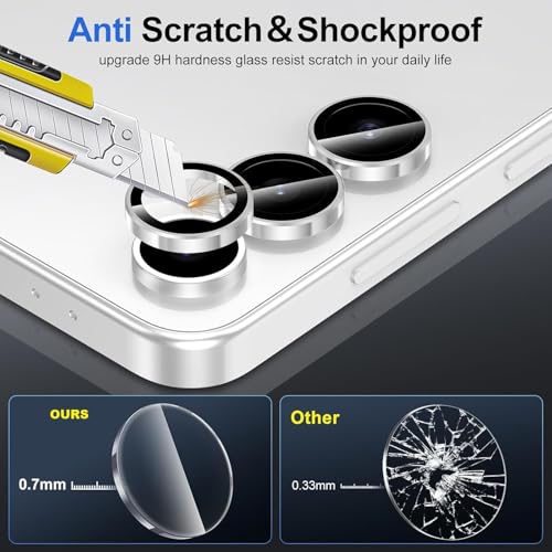 Image of JGD PRODUCTS Premium Camera Lens Protector Compatible For Samsung Galaxy S24 5G (Grey) Camera Lens Protector - 9H Tempered Glass, Military-Grade Anti-Scratch, Case-Friendly, Easy Install Frame