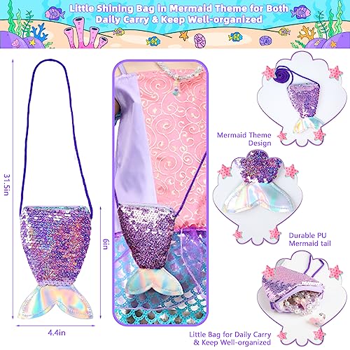 MELAND Mermaid Costume Kids, Princess Costumes for Girls Gift Aged 3-10, Little Mermaid Dress Up for Girls World Book Day (L) - Image 4