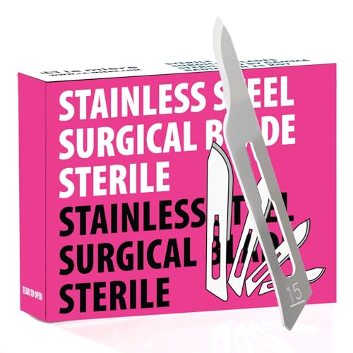 LA MIERE Surgical Blades #15, Scalpel Blades, Stainless Steel Sterile Surgical Blades, Individually Foil Wrapped Pack of 100, Size #15