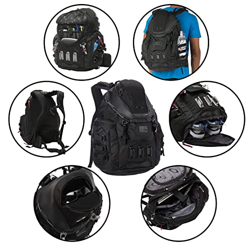 Oakley Men's 34L Kitchen Sink Black Backpack Casual Daypack For Hiking Backpacking Camping Traveling + Bundle With Designer Iwear Collapsible Water Bottle With Carabiner #TOP4