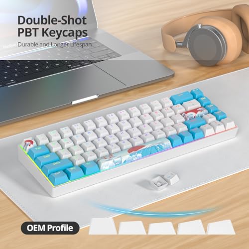 Image of 65 Percent Mechanical Gaming Keyboard 65% Portable Keyboard 68 Keys Compact Wired RGB Backlit Red Switch for PC Laptop Gamer(68 Sea)
