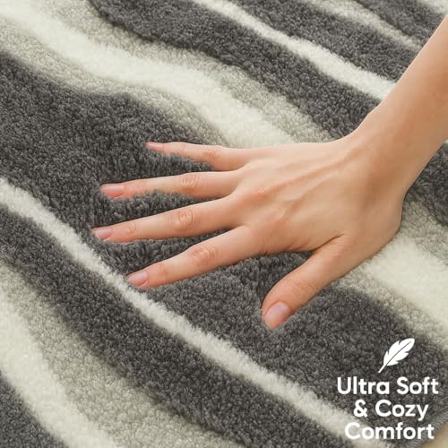 Image of Luxe Home Super Soft Canada MultiWaves Bath Mat Non-Slip Machine Washable Bathroom Mat for Home, Bedroom and Living Room (40x60 cm) - Pack of 1