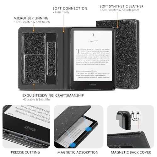 Image of CoBak Stand Case for 7 inch Kindle Paperwhite 12th Gen 2024 and Kindle Colorsoft with Hand Strap - Compatible with iPhone MagSafe, for Samsung /Belkin /Anker Wireless Charging Pads, Durable, Auto Sleep Wake