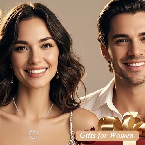 Verjaardag Vrouw Giften Roos Bloemen Beer Giften Doos met Hart Kettingen voor haar Moeder Vriendin Vrouw op Verjaardag Moederdag Valentijnsdag (zilver) - Afbeelding 4