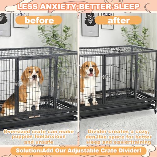 Dog Crate Divider Panel,Include 2 Metal Panels,4 Connecting Rods and 4 Spacers,Adjustable Metal Pet Kennel Divider,27.9''H,Adjustable Width 18.1"-34.61",Fit Large Dog Crate (Crate NOT Included) by SECOAT - Used condition - Image 4