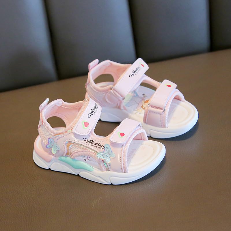 Girls' Butterfly Sport Sandals, Pink Summer Beach Shoes with Straps, Lightweight Comfort Footwear3