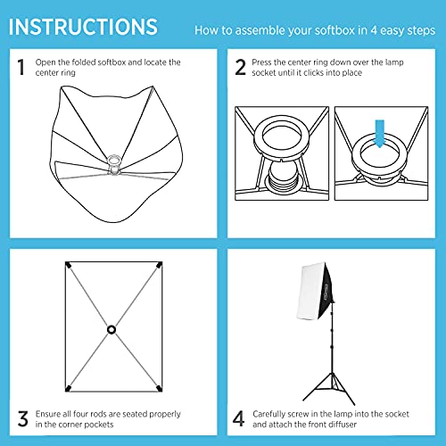 Fovitec 2-Light Fluorescent Studio Lighting Kit, 20"X28" Quick Setup Softboxes, 650W Continuous Light And Stands For Portraits, Product Photos, Vlogging, Video Conferencing, And Live Streaming #TOP5