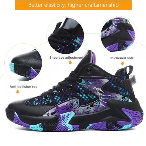 Qiucdzi Mens Basketball Shoes Non-Slip Breathable Outdoor Sneakers Fashion Graffiti Sports Training Shoes for Running Walking3