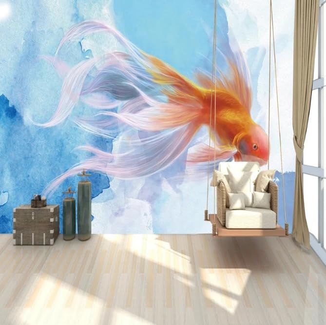 Papier peint poisson guppy bleu 3D une ambiance romantique et poétique