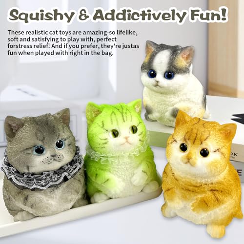 Image of Big Hand Painted Cat Squishy Toys,Large Cute Ultra Soft Kitty Squeeze Fidget Toys for Stress Relief ,Kawaii Squishies Sticky Animal Toys for Adults Kids,Decompression Sensory Balls Toys (PZHB)