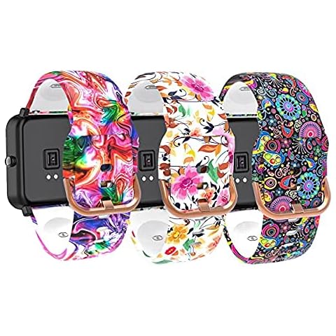 3-Pack Bands Compatible with Letsfit ID205L ID205S Smart Watch Band, Quick Release Soft Silicone Pattern Printed Straps Replacement Band for Woman&Men(3 Colors A) Cover