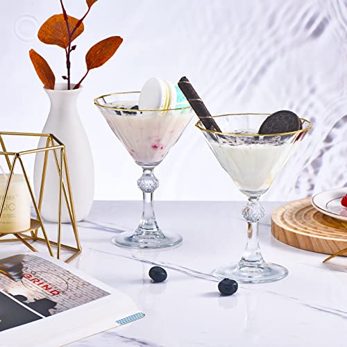 Roxburgh Gold Rim Martini Glasses, Lead-Free Crystal Coupe Glass Set Of 2, Vintage Classic Design Coupe Cocktail Glass, Crystal Champagne Glasses, Martini Glass Set For Bar, Fancy Birthday Gifts #TOP2