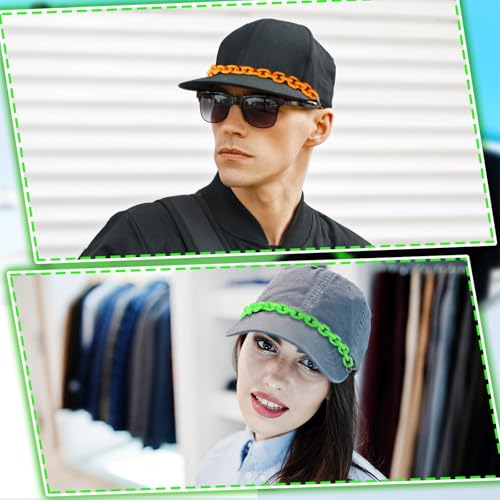 Image of Geyoga 9 Pcs Trucker Hat Chains Trucker Hat Charms Women Man Bill Decoration Detachable DIY Metal Chain for Mesh Baseball Cap(Rainbow Color,Rainbow)