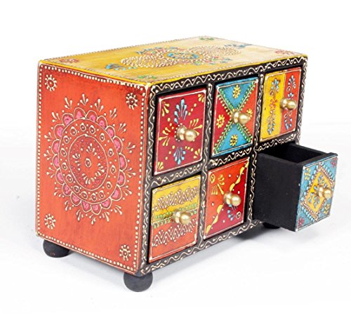 Image of Traditional Handpainted 6 Drawer Chest. 8x5x6 Inch