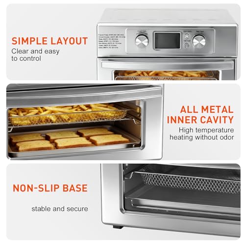 Image of OLIXIS Toaster Oven Countertop, 23QT Air Fryer Toaster Oven Combo, 4-in-1 Bake Toast Broil & Air Fry, Dual Convection, 60-Min Timer with Indicator, 180F-450F, Accessories Included, Stainless