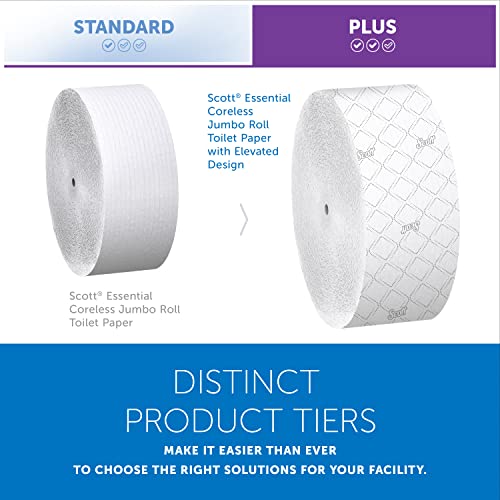 Scott Professional Coreless High-Capacity Jumbo Roll Bulk Toilet Paper (07006), 2-Ply, Elevated Design, White (12 Rolls at 1,150' Each, 13,800'/Case)