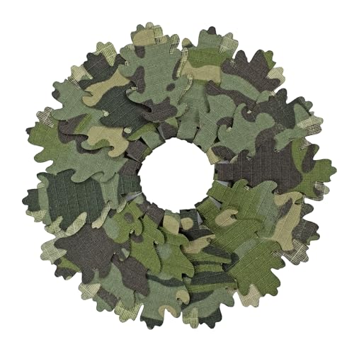 TTUNITAC Camouflage Leaf Scrim Strip, 3D Laser-Cut Leafy Strip with Zip Ties, Ghillie Leaves Camo Concealment for Helmet Cover, Backpack Cover, Blanket and Hunting Blinds, Pack of 15