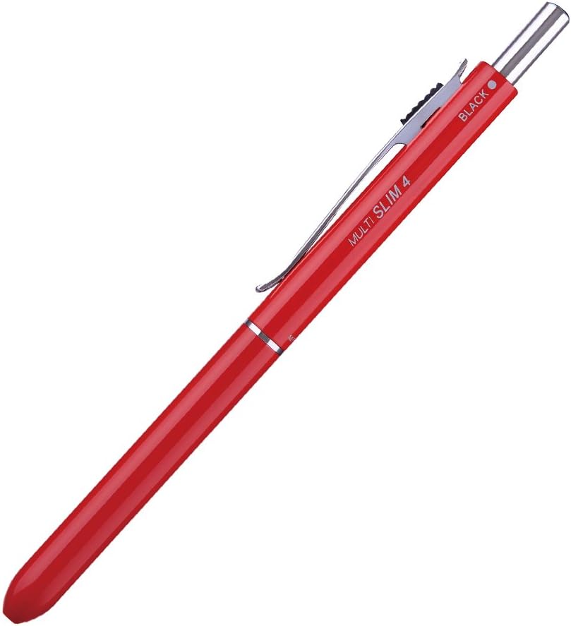 OHTO - MULTI-SLIM4 Multi-Function Pen-Red (0.5mm Pencil, 0.7mm Pens) - Writing Color: Lead, Black, Red, Blue