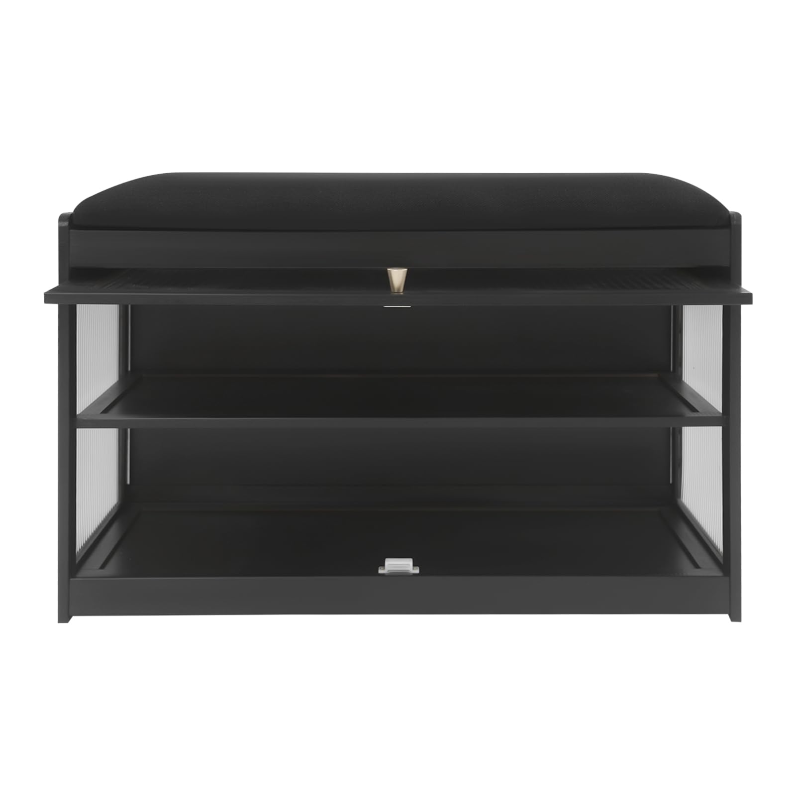 Panca per scarpe a 2 piani, spazio preriscaldamento, porta pieghevole magnetica, maniglia, anta trasparente per armadio, design a matita liquida, sedile rettangolare, panca armadio 70 cm