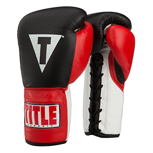 Title Classic Pro Fight Gloves, Black/Red, 12 oz