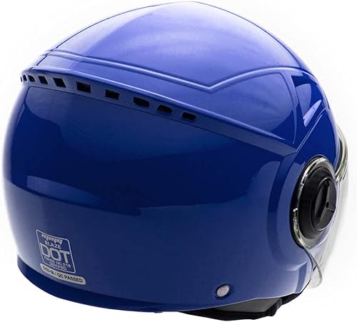 Miniatura 3 de Casco para piloto de motocicleta Scooter con cara abierta, aprobado por el departamento de transporte, S, Azul