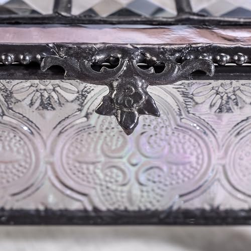 J Devlin - Vintage Stained Glass Jewelry Box Trinket Keepsake Display - Box 514 (Pink)