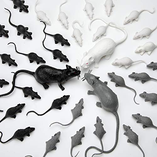 Boao 33 Pcs Halloween Plastic Fake Rats Bulk Faux Mouse Toys Realistic Pranks Mice Simulated Large and Small Mouse Rat Decorations for April Fools Day Creepy Halloween Prank Party Supplies