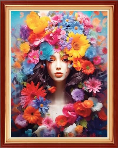 Image of Dooxvey Cross Stitch Kits for Adults Beginners - Full Range of Stamped Kits - 11CT Cross Stitch Patterns - Flower Girl 16x20 inch