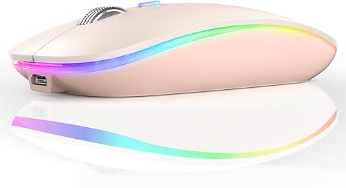 TENMOS Ratón Bluetooth inalámbrico, LED delgado (Bluetooth 5.1 + USB) 2.4 GHz recargable silencioso Bluetooth inalámbrico ratón inalámbrico con