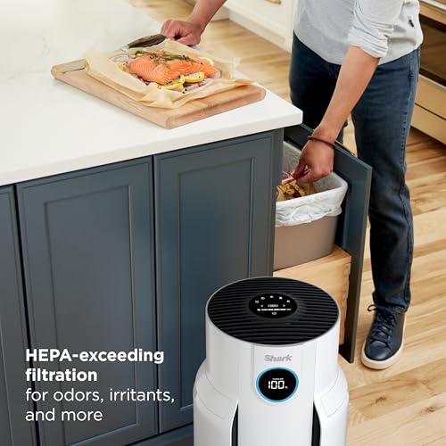 Shark Air Purifier for Home with NeverChange(5-Year) HEPA Air Filter, 1400 sq. ft. for Powerful Multi-Room Purification, Filters Smoke, Captures 99.98% of Particles & Dust, HP302, White by Shark - Image 4