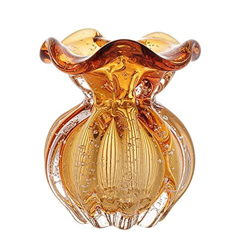 Lyor Italy Vaso de Vidro, Laranja (Âmbar), 10 x 11 cm