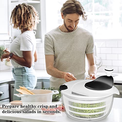 Ourokhome Salad Spinner Lettuce Dryer, Durable Rotary Veggie Washer With Compact Bowl And Colander, Easy To Clean, Wash, Dry Vegetables, Fruits, Lettuce, Greens, Lockable Lid, 4L, White #TOP5