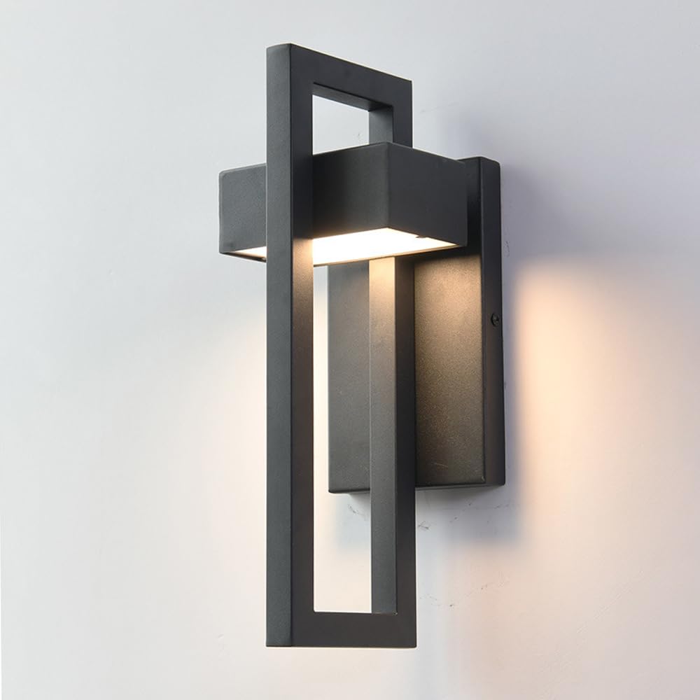 NHPJFDC 10W Waterproof LED Outdoor Wall Light Sconce - Hardwired Exterior Lighting Fixture for Front Porch, Patio, Garage, Entryway - 3000K Warm White Illumination