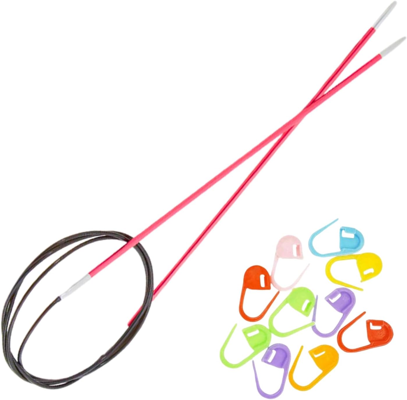 Zing Circular Knitting Needles 47 inch, Size 0 (120cm, 2.00mm) with 10 Colorful Stitch Markers