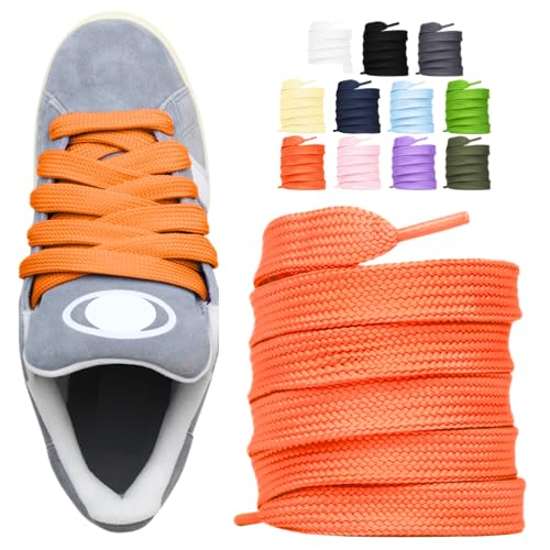 Slaace Veters voor Campus 00s, 18 mm - 11 kleuren verkrijgbaar en 3 maten - modieuze veters, compatibel met Campus 00s, Campus veters 00s, grote veters voor schoenen, brede veters, Oranje, 120