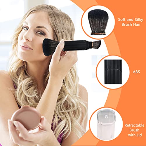 Falliny Retractable Kabuki Makeup Brushes, Travel Double-Ended Foundation Powder Blush Brush, Dual Concealer Makeup Brush With Cap For Blush, Bronzer, Buffing, Highlighter, Flawless Powder Cosmetics #TOP2