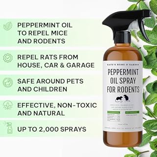 Kate Naturals Peppermint Oil Spray for Rodents, Squirrels, Mouse, Bat, Rat, Car Engines, Mice (16oz, Non-Toxic Rodent Repellent, Pet Safe)