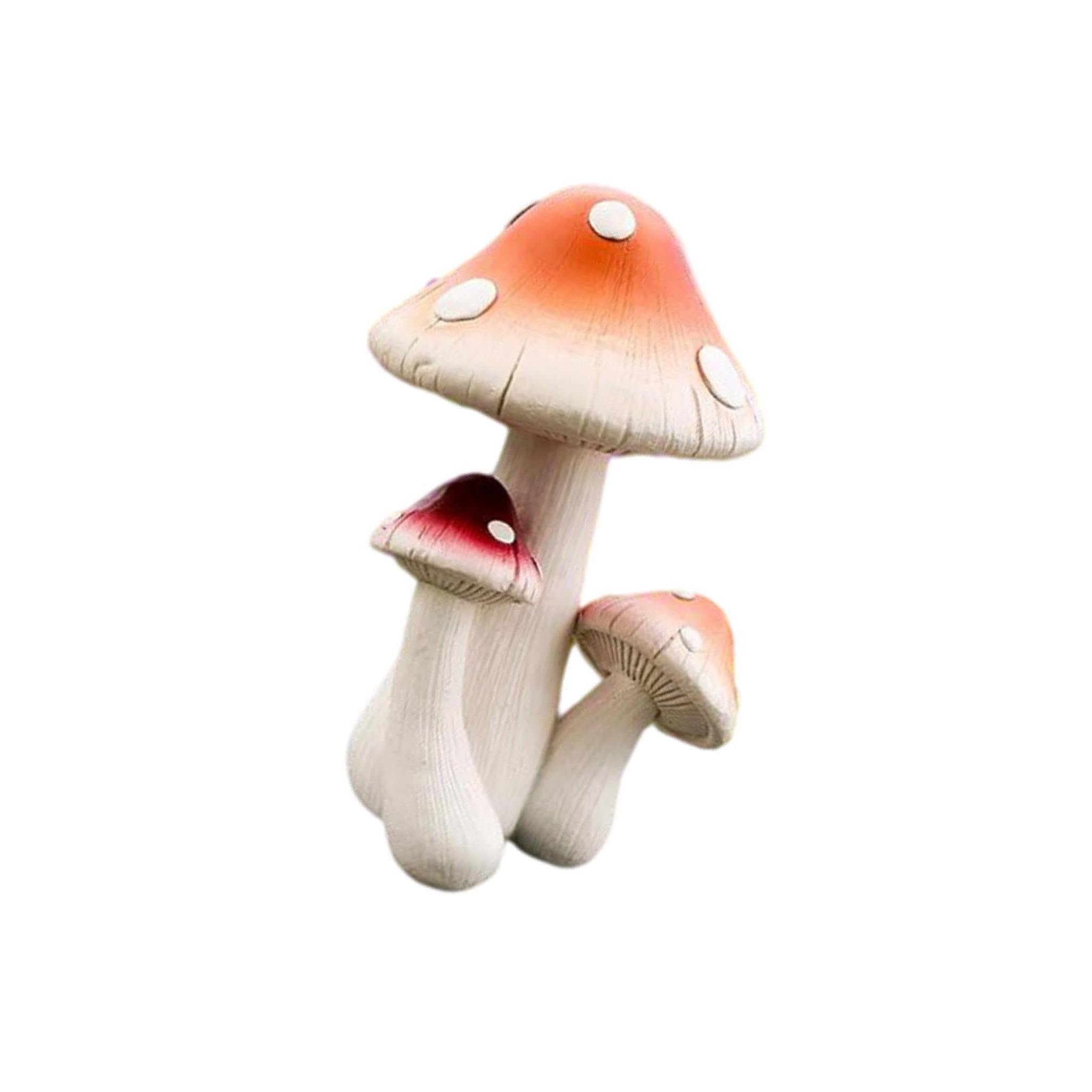 Zambuph Whimsical Mushroom Statue Crafts Garden Figure for Delightful Courtyard Decor, 3 Mushrooms Head