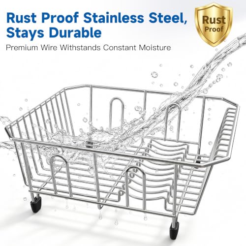 Image of JASIWAY in Sink Dish Drying Rack, Stainless Steel Small Dish Drainer