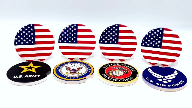 Portavasos cerámicos para autos con bandera USA (2.6") set 2 miniatura 7