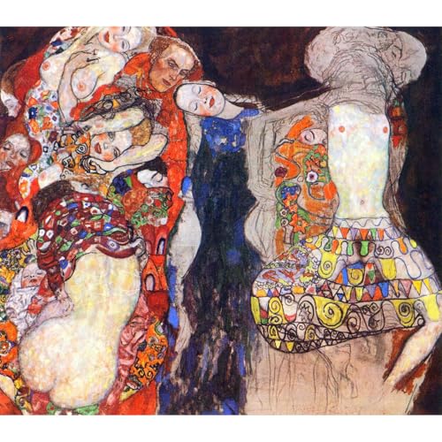 Klimt peinture mariée voile couronne, décoration murale unique poétique