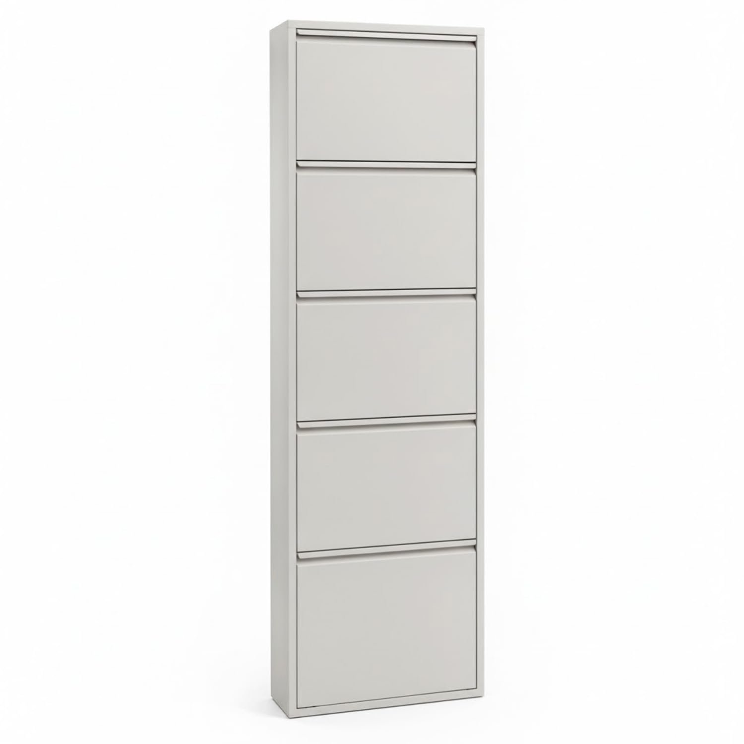 Bricozone Scarpiera Slim In Metallo 5 Ante A Ribalta Salvaspazio Ultra Sottile Profondita 15 Cm 172x50x15 Cm Porta Scarpe Verticale Moderna Per Ingresso Camera Corridoio Gia Montata (Grigio)