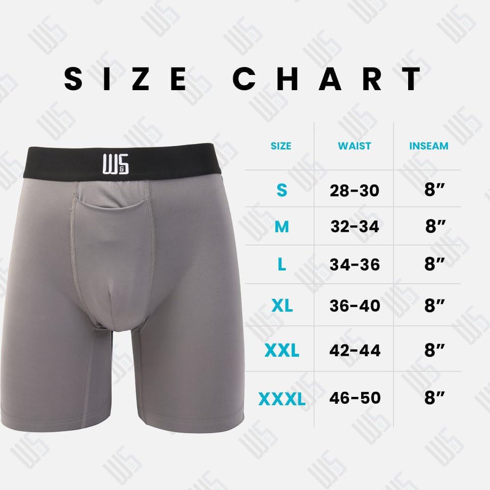Warriors & Scholars Chafe Safe Pouch 8" Inseam Boxer Briefs For Men With Pouch, Breathable, Soft, Moisture Wicking Underwear - Image 5