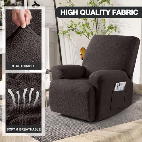 Timeless Recliner Chair Covers, Chocolate, Single-Seater Stretch Washable