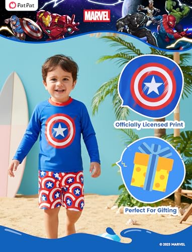 Image of Disney Marvel Spiderman Swimsuit Rash Guard Shirt & Swim Trunks Stitch Boys Swim Set UPF 50+ Summer Kids Bathing Suit 3M-13T