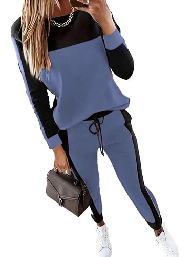 HBQ Women‘s Color Block 2 Piece Outfits Casual Travel Sweatsuits
