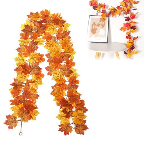 Ghirlanda Di Foglie D'acero Artificiali, Ghirlanda Autunnale, Decorazione Autunnale, Decorazioni Per Matrimoni, Ringraziamento, Camino, Balcone, Corridoio, Giardini E Halloween Party
