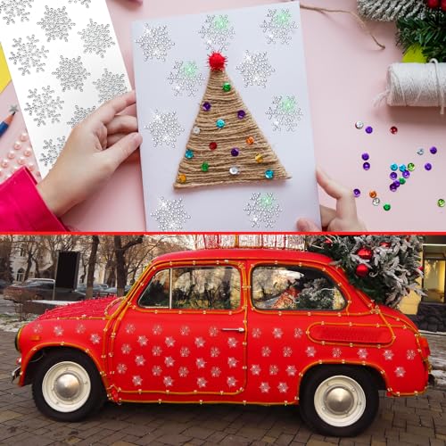 Image of Epakh 84 Pcs Stickers Glitter Bling Rhinestone Sticker Snowflake Silver