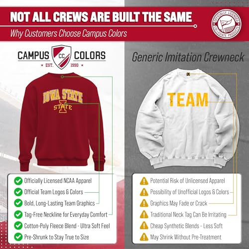 Image of NCAA College Sweatshirt Fleece Crewneck Pullover for Men and Women | Officially licensed NCAA college gameday crewneck pullover - 9 oz fleece lined sweatshirt with arch and logo design